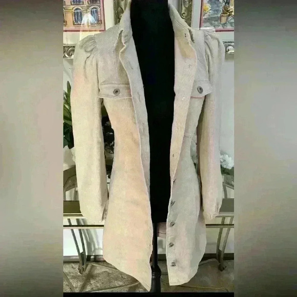 FOREVER 21 TAN CORDUROY BUTTON DOWN CASUAL WESTERN COWBOY MINI DRESS SIZE SM - Picture 4 of 7